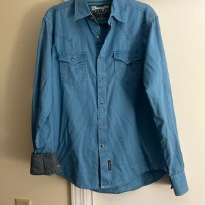 Wrangler Light Blue Retro Western Snap Shirt